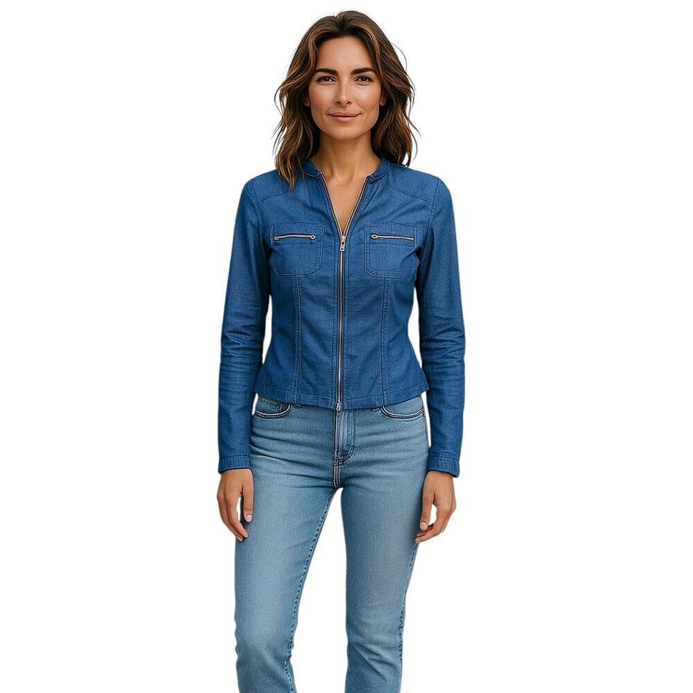 Guess Women’s Light Jean Blouse Zipper Closure Size Medium
